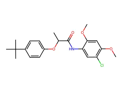 2-(4-tert-butylphenoxy)-N-(5-chloro-2,4-dimethoxyphenyl)propanamide structure