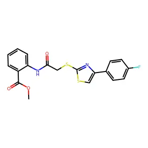 Methyl 2-[({[4-(4-fluorophenyl)-1,3-thiazol-2-yl]sulfanyl}acetyl)amino]benzoate structure