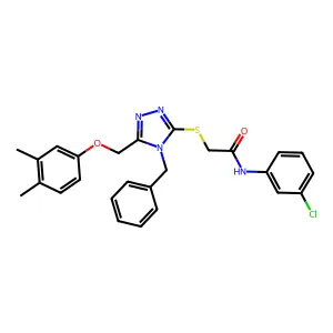 2-({4-benzyl-5-[(3,4-dimethylphenoxy)methyl]-4H-1,2,4-triazol-3-yl}thio)-N-(3-chlorophenyl)acetamide structure