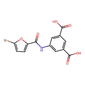 5-{[(5-Bromofuran-2-yl)carbonyl]amino}benzene-1,3-dicarboxylic acid structure