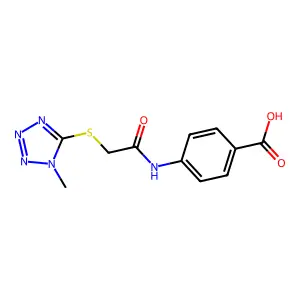 4-{2-[(1-methyl-1H-1,2,3,4-tetrazol-5-yl)sulfanyl]acetamido}benzoic acid structure