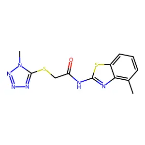 N-(4-methyl-1,3-benzothiazol-2-yl)-2-(1-methyltetrazol-5-yl)sulfanylacetamide structure