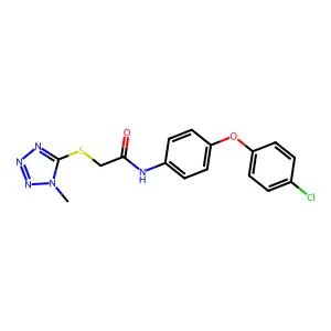 N-[4-(4-chlorophenoxy)phenyl]-2-(1-methyltetrazol-5-yl)sulfanylacetamide structure