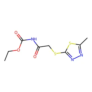 Ethyl {[(5-methyl-1,3,4-thiadiazol-2-yl)thio]acetyl}carbamate structure