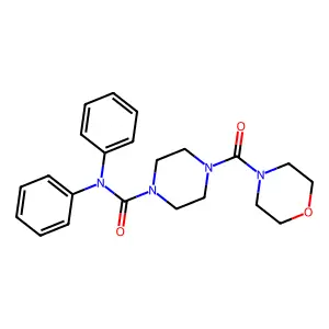 4-(morpholine-4-carbonyl)-N,N-diphenylpiperazine-1-carboxamide structure