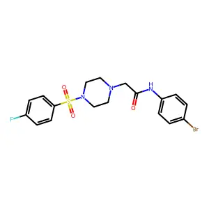 N-(4-bromophenyl)-2-{4-[(4-fluorophenyl)sulfonyl]piperazinyl}acetamide structure