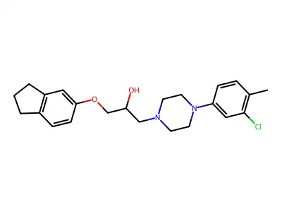 1-[4-(3-chloro-4-methylphenyl)piperazin-1-yl]-3-(2,3-dihydro-1H-inden-5-yloxy)propan-2-ol structure