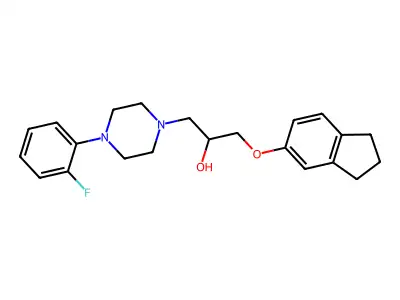 1-(2,3-dihydro-1H-inden-5-yloxy)-3-[4-(2-fluorophenyl)piperazin-1-yl]propan-2-ol structure