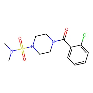 4-(2-chlorobenzoyl)-N,N-dimethylpiperazine-1-sulfonamide structure