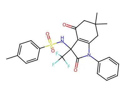 N-[6,6-dimethyl-2,4-dioxo-1-phenyl-3-(trifluoromethyl)-2,3,4,5,6,7-hexahydro-1H-indol-3-yl]-4-methylbenzenesulfonamide structure