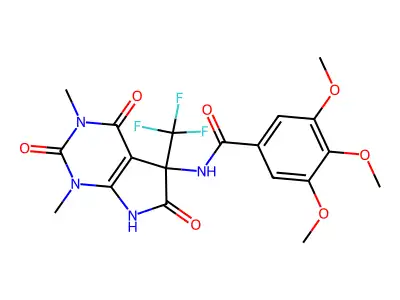 N-[1,3-dimethyl-2,4,6-trioxo-5-(trifluoromethyl)-2,3,4,5,6,7-hexahydro-1H-pyrrolo[2,3-d]pyrimidin-5-yl]-3,4,5-trimethoxybenzamide structure