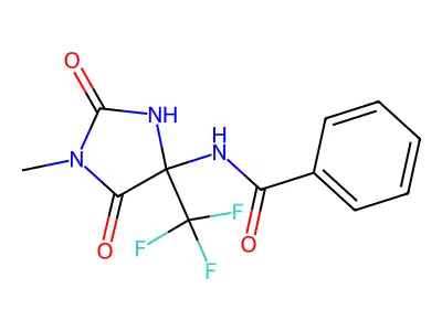 N-[1-methyl-2,5-dioxo-4-(trifluoromethyl)imidazolidin-4-yl]benzamide structure