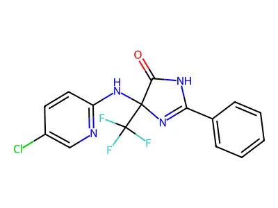 4-[(5-chloropyridin-2-yl)amino]-2-phenyl-4-(trifluoromethyl)-1H-imidazol-5-one structure