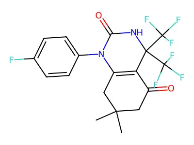 1-(4-fluorophenyl)-7,7-dimethyl-4,4-bis(trifluoromethyl)-4,6,7,8-tetrahydroquinazoline-2,5(1H,3H)-dione structure