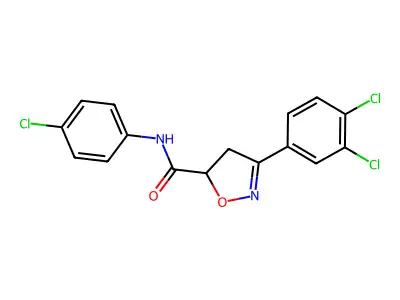 N-(4-Chlorophenyl)-3-(3,4-dichlorophenyl)-4,5-dihydro-5-isoxazolecarboxamide structure