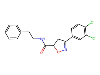 3-(3,4-dichlorophenyl)-N-(2-phenylethyl)-4,5-dihydro-1,2-oxazole-5-carboxamide structure