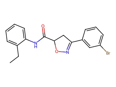 3-(3-bromophenyl)-N-(2-ethylphenyl)-4,5-dihydro-1,2-oxazole-5-carboxamide structure