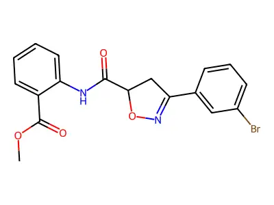 Methyl 2-({[3-(3-bromophenyl)-4,5-dihydro-5-isoxazolyl]carbonyl}amino)benzoate structure