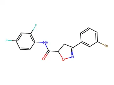 3-(3-bromophenyl)-N-(2,4-difluorophenyl)-4,5-dihydro-1,2-oxazole-5-carboxamide structure