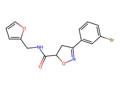 3-(3-bromophenyl)-N-(furan-2-ylmethyl)-4,5-dihydro-1,2-oxazole-5-carboxamide structure