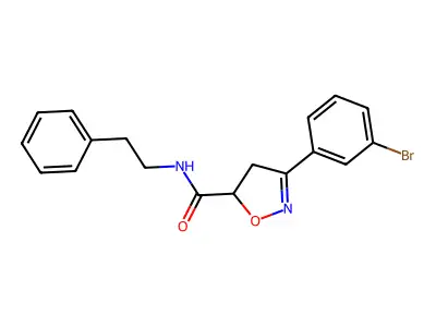 3-(3-bromophenyl)-N-(2-phenylethyl)-4,5-dihydro-5-isoxazolecarboxamide structure