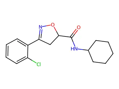 3-(2-chlorophenyl)-N-cyclohexyl-4,5-dihydro-1,2-oxazole-5-carboxamide structure