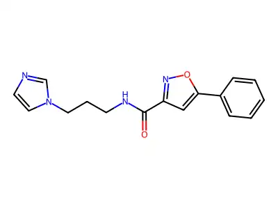 N-(3-imidazol-1-ylpropyl)-5-phenyl-1,2-oxazole-3-carboxamide structure