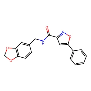 N-(1,3-benzodioxol-5-ylmethyl)-5-phenyl-3-isoxazolecarboxamide structure