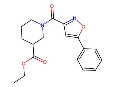 Ethyl 1-[(5-phenyl-3-isoxazolyl)carbonyl]-3-piperidinecarboxylate structure