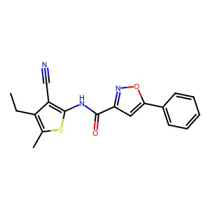 N-(3-cyano-4-ethyl-5-methylthiophen-2-yl)-5-phenyl-1,2-oxazole-3-carboxamide structure