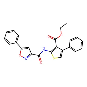 Ethyl 4-phenyl-2-{[(5-phenyl-3-isoxazolyl)carbonyl]amino}-3-thiophenecarboxylate structure