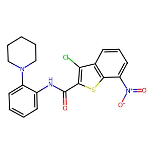 3-chloro-7-nitro-N-(2-piperidin-1-ylphenyl)-1-benzothiophene-2-carboxamide structure