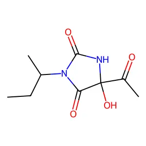 2,4-Imidazolidinedione, 5-acetyl-5-hydroxy-3-(1-methylpropyl)- structure