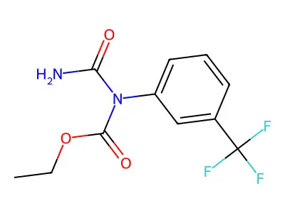 Carbamic acid, (aminocarbonyl)(3-(trifluoromethyl)phenyl)-, ethyl ester structure