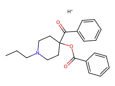 4-Benzoyl-4-(benzoyloxy)-1-propylpiperidin-1-ium structure