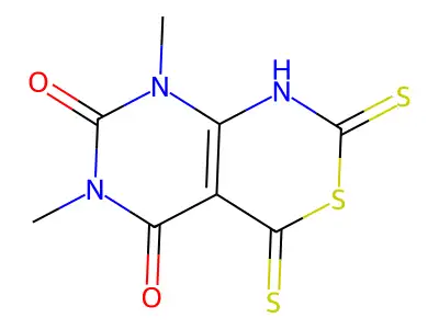 6,8-dimethyl-2,4-bis(sulfanylidene)-1H-pyrimido[4,5-d][1,3]thiazine-5,7-dione structure