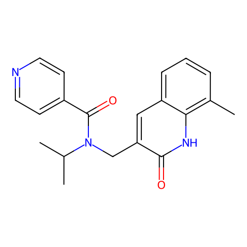 N-((2-hydroxy-8-methylquinolin-3-yl)methyl)-N-isopropylisonicotinamide structure
