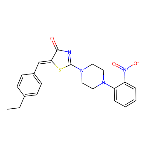 (Z)-5-(4-ethylbenzylidene)-2-(4-(2-nitrophenyl)piperazin-1-yl)thiazol-4(5H)-one structure