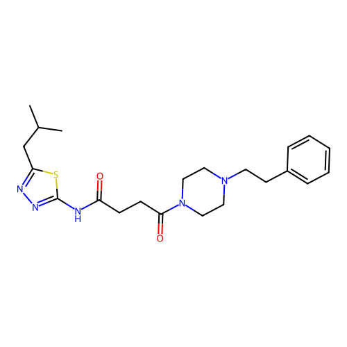 N-[5-(2-methylpropyl)-1,3,4-thiadiazol-2-yl]-4-oxo-4-(4-phenethylpiperazin-1-yl)butanamide structure