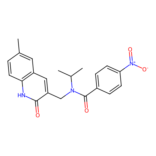 N-[(6-methyl-2-oxo-1H-quinolin-3-yl)methyl]-4-nitro-N-propan-2-ylbenzamide structure