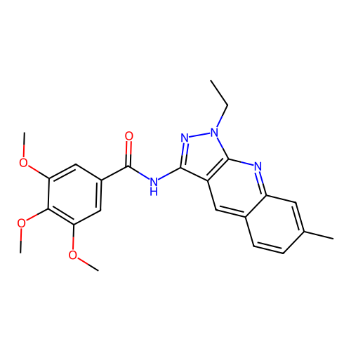 N-(1-ethyl-7-methylpyrazolo[3,4-b]quinolin-3-yl)-3,4,5-trimethoxybenzamide structure