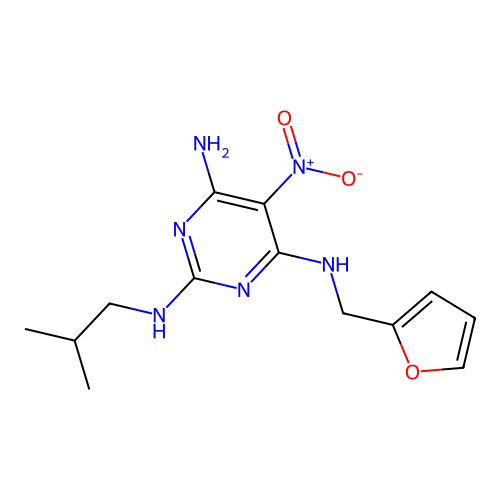 N~4~-(furan-2-ylmethyl)-N~2~-(2-methylpropyl)-5-nitropyrimidine-2,4,6-triamine structure