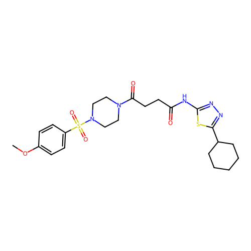 N-(5-cyclohexyl-1,3,4-thiadiazol-2-yl)-4-(4-((4-methoxyphenyl)sulfonyl)piperazin-1-yl)-4-oxobutanamide structure