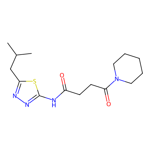 N-(5-isobutyl-1,3,4-thiadiazol-2-yl)-4-oxo-4-(piperidin-1-yl)butanamide structure