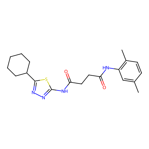 N'-(5-cyclohexyl-1,3,4-thiadiazol-2-yl)-N-(2,5-dimethylphenyl)butanediamide structure
