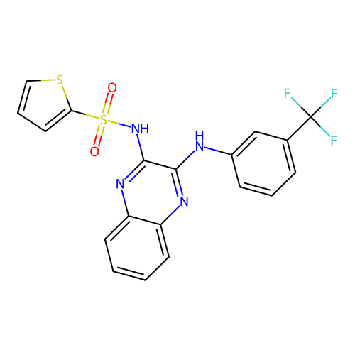 N-(3-((3-(trifluoromethyl)phenyl)amino)quinoxalin-2-yl)thiophene-2-sulfonamide structure