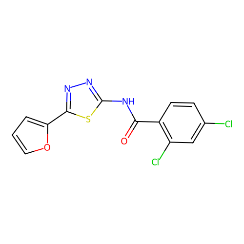 2,4-dichloro-N-[5-(furan-2-yl)-1,3,4-thiadiazol-2-yl]benzamide structure