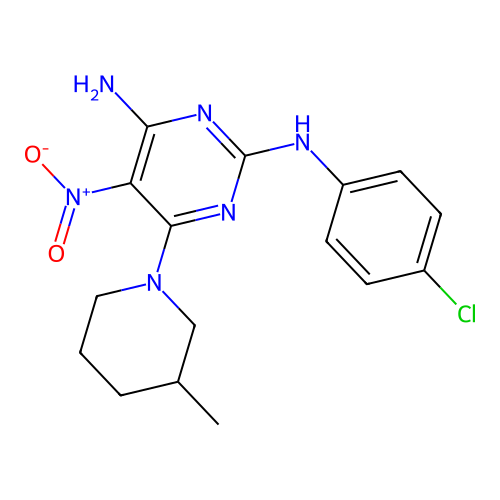 [4-Amino-6-(3-methylpiperidyl)-5-nitropyrimidin-2-yl](4-chlorophenyl)amine structure
