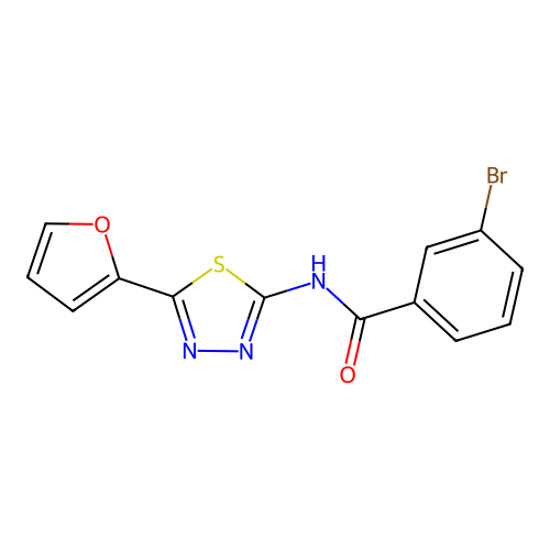 3-bromo-N-(5-(furan-2-yl)-1,3,4-thiadiazol-2-yl)benzamide structure