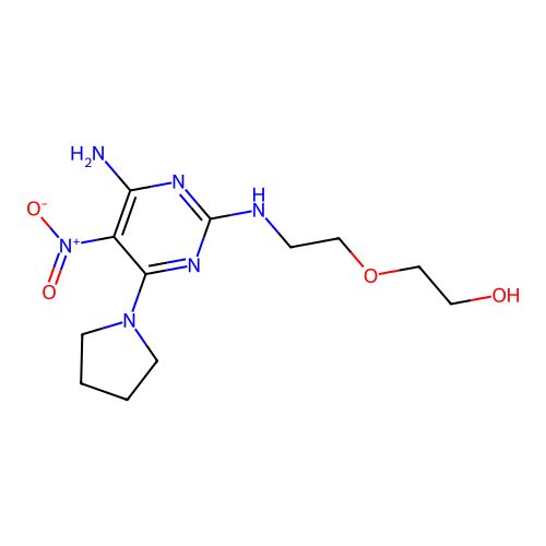 2-(2-((4-Amino-5-nitro-6-(pyrrolidin-1-yl)pyrimidin-2-yl)amino)ethoxy)ethanol structure